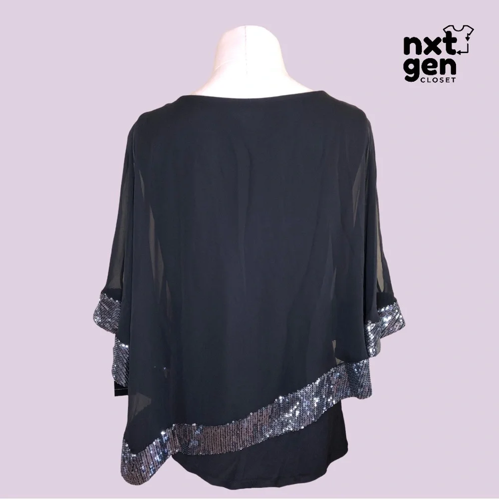 🔥NWT🔥 MSK Women’s Sequined Asymmetrical Blouse - Picture 3 of 7